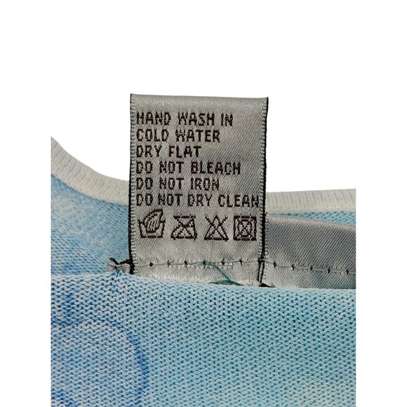 Vtg Alberto Makali Embroidered Floral Beaded Sequin Blue Knit Top M | Boho Indie - Picture 11 of 16